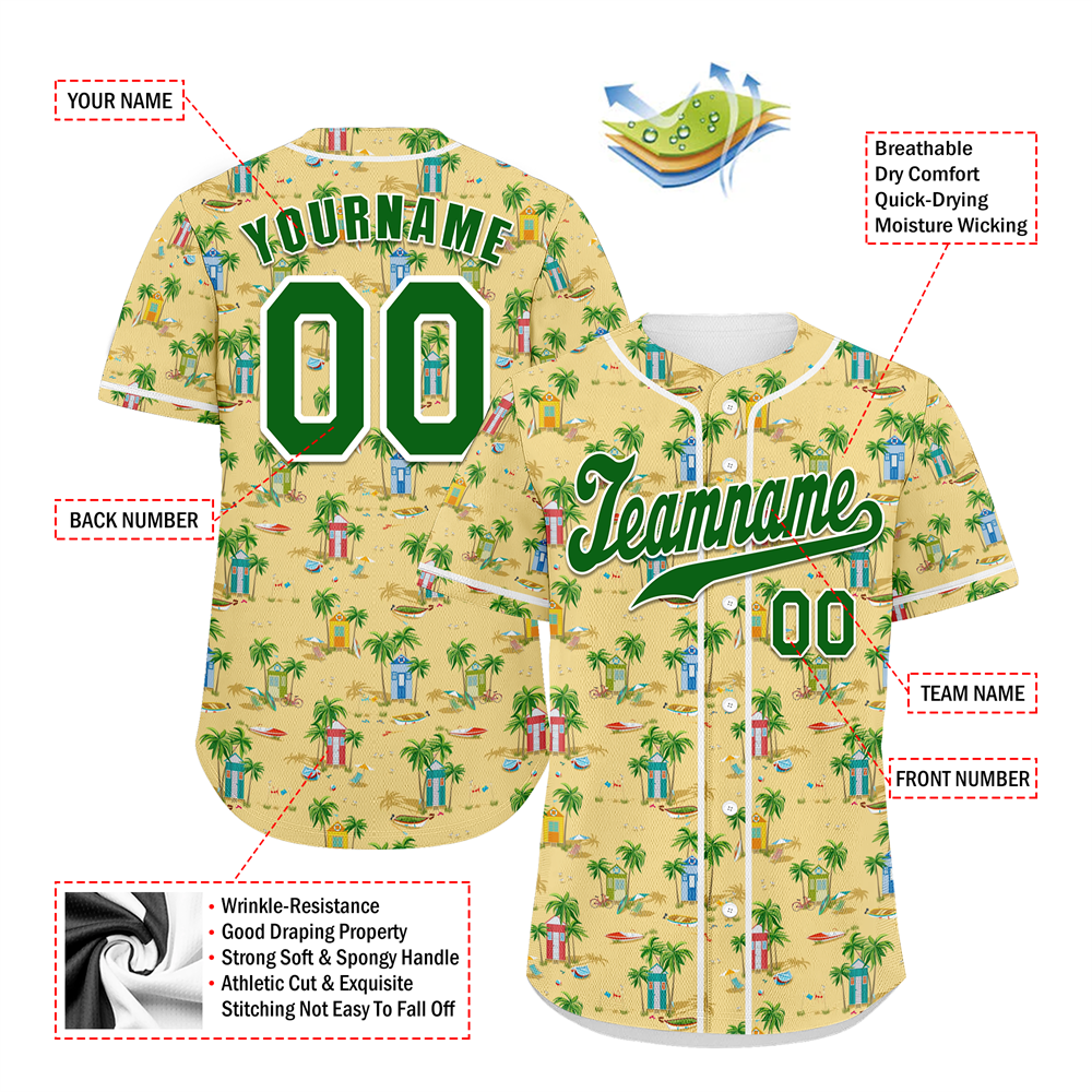 Corporate Gifts,Custom Orange Hawaii Green Authentic Baseball Jersey BSBJ0a-bc0fb7b