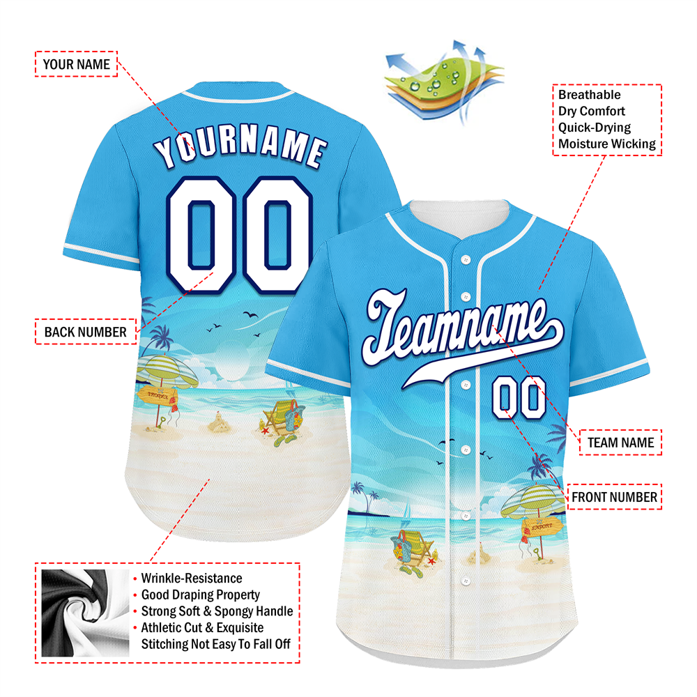 Corporate Gifts,Custom Blue White Hawaii White Authentic Baseball Jersey BSBJ0a-bc0fb7c
