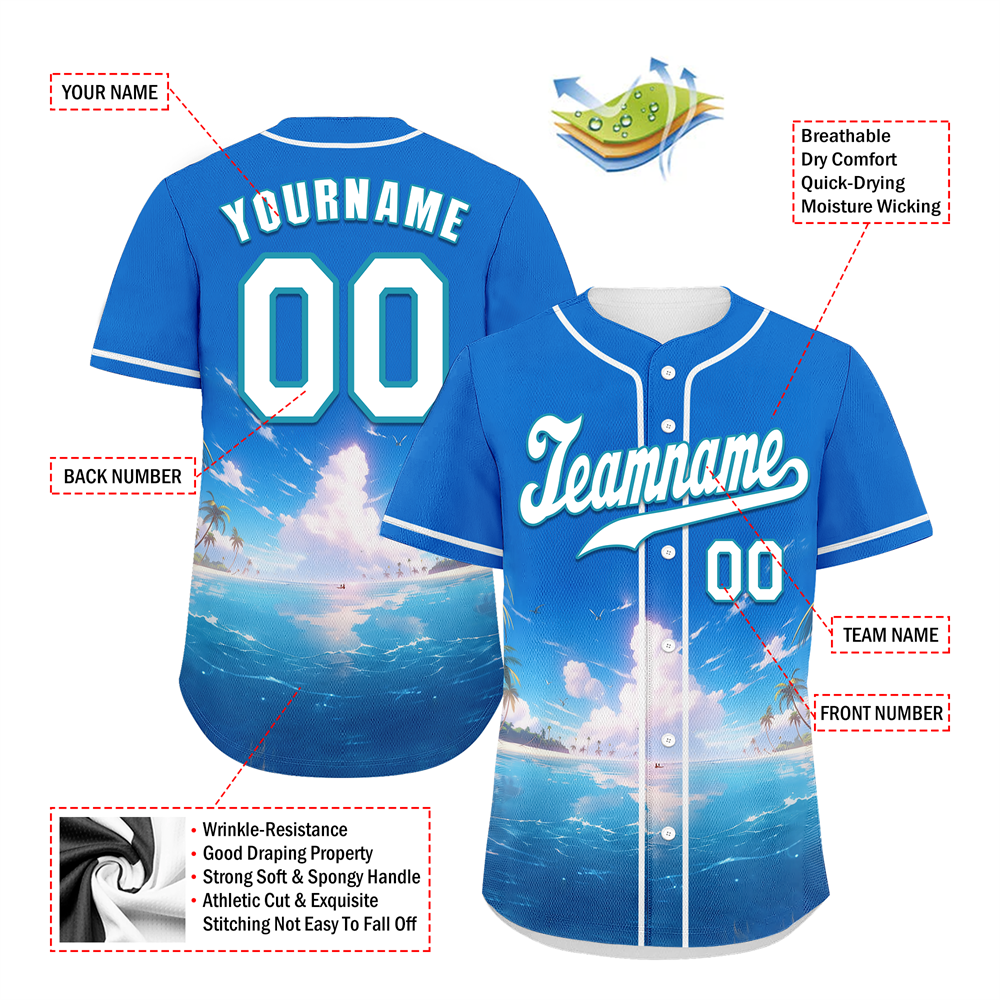 Corporate Gifts,Custom Blue Hawaii White Authentic Baseball Jersey BSBJ0a-bc0fb7d