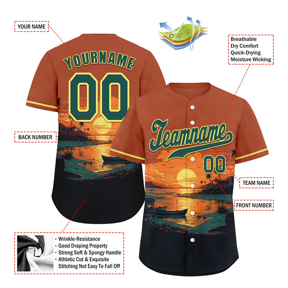 Custom Orange Black Hawaii Green Authentic Baseball Jersey BSBJ0a-bc0fb7f