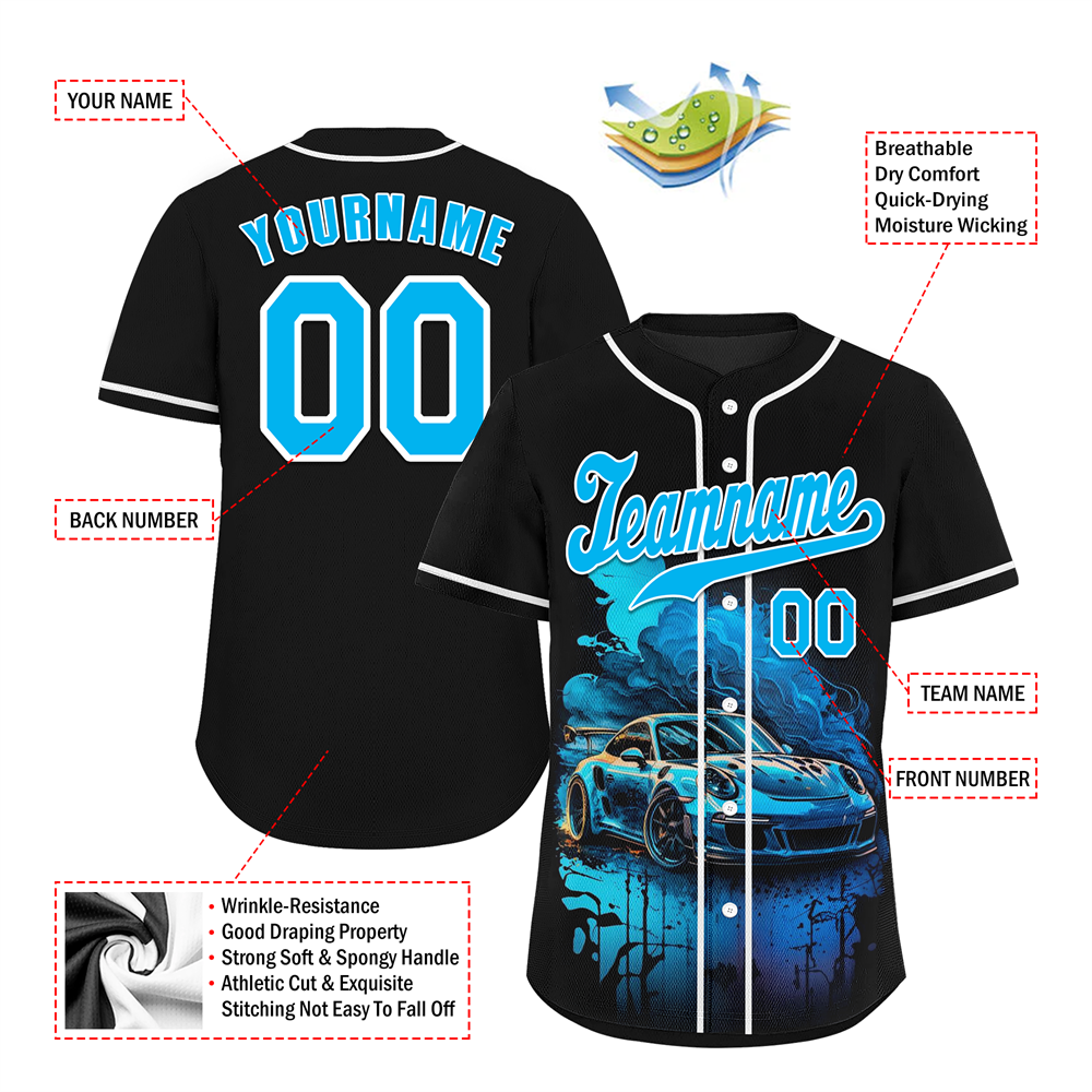 Corporate Gifts,Custom Black Drift Fashion Aqua Authentic Baseball Jersey BSBJ0a-bc0fb8a