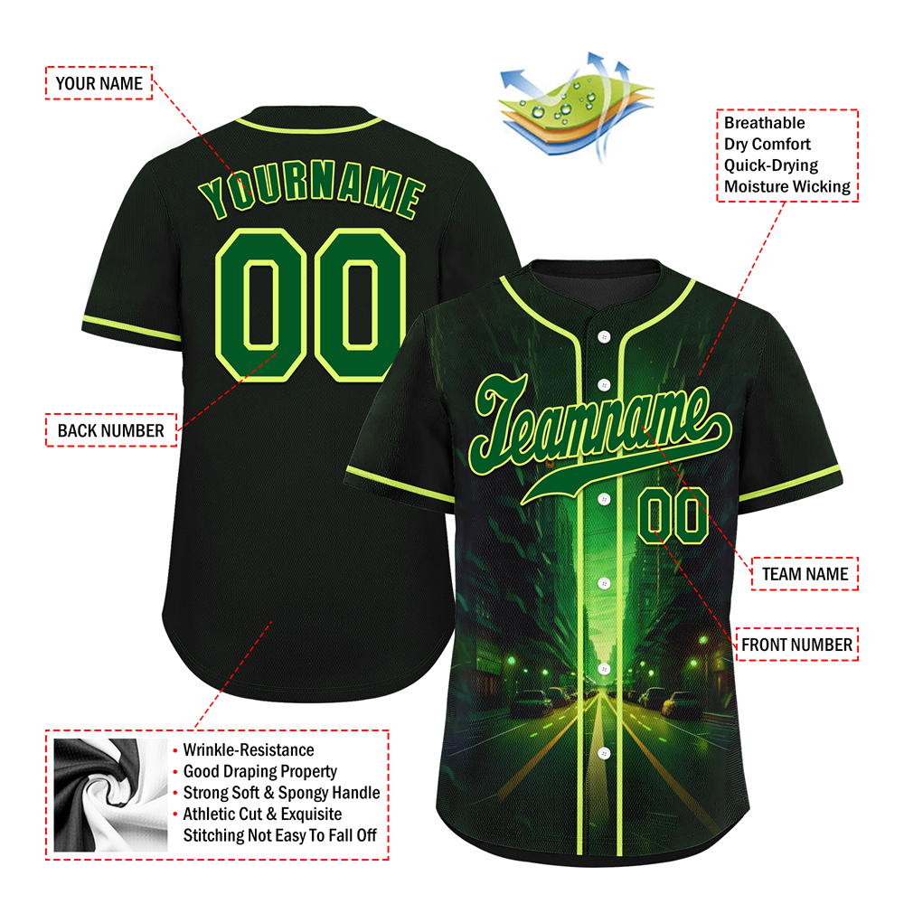 Corporate Gifts,Custom Black Green Drift Fashion Green Authentic Baseball Jersey BSBJ0a-bc0fb8b