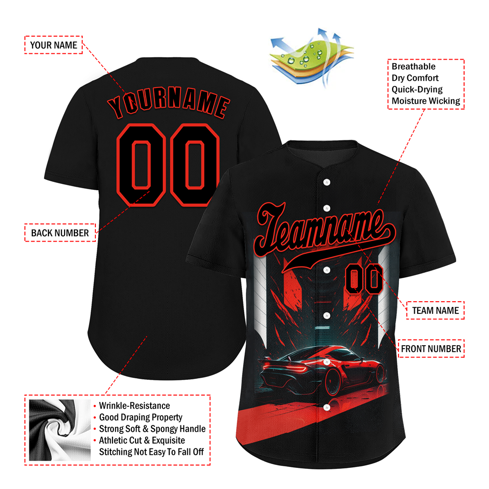 Corporate Gifts,Custom Black Red Drift Fashion Black Authentic Baseball Jersey BSBJ0a-bc0fb8d