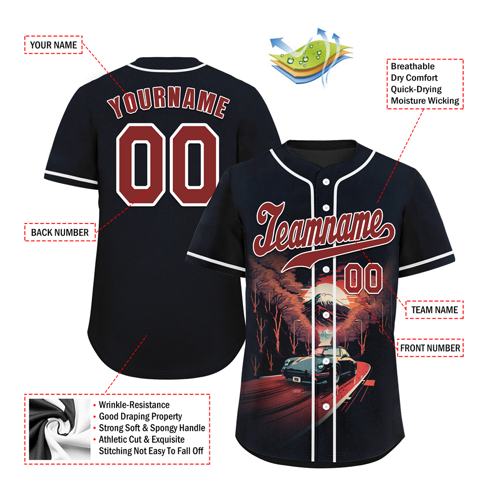 Corporate Gifts,Custom Black Red Drift Fashion Red Authentic Baseball Jersey BSBJ0a-bc0fb87