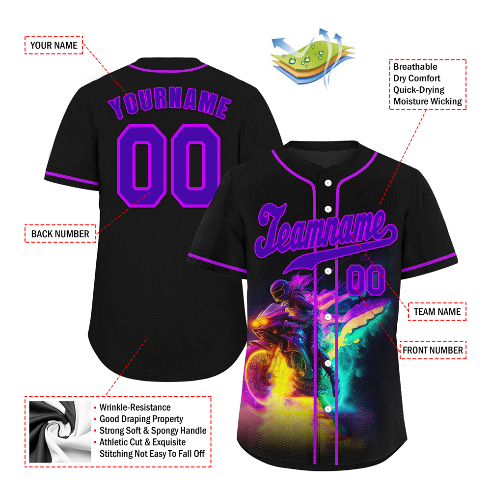 Custom Black Purple Drift Fashion Purple Authentic Baseball Jersey BSBJ0a-bc0fb88