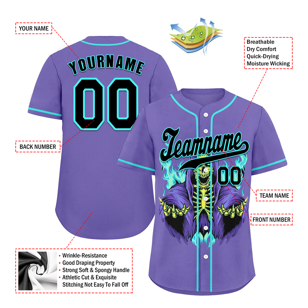 Corporate Gifts,Custom Purple Skull Fashion Black Authentic Baseball Jersey BSBJ0a-bc0fb9d