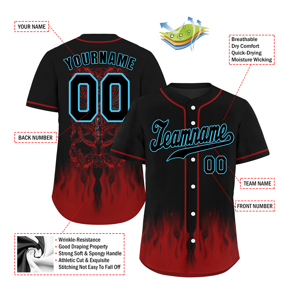 Corporate Gifts,Custom Black Red Skull Fashion Black Authentic Baseball Jersey BSBJ0a-bc0fb97