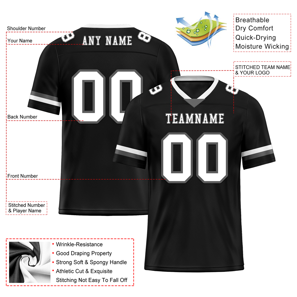 Corporate Gifts,Custom Black Classic Style White Personalized Authentic Football Jersey FBJ02-bc0f00a