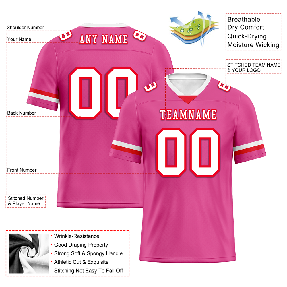 Corporate Gifts,Custom Pink Classic Style White Personalized Authentic Football Jersey FBJ02-bc0f00b