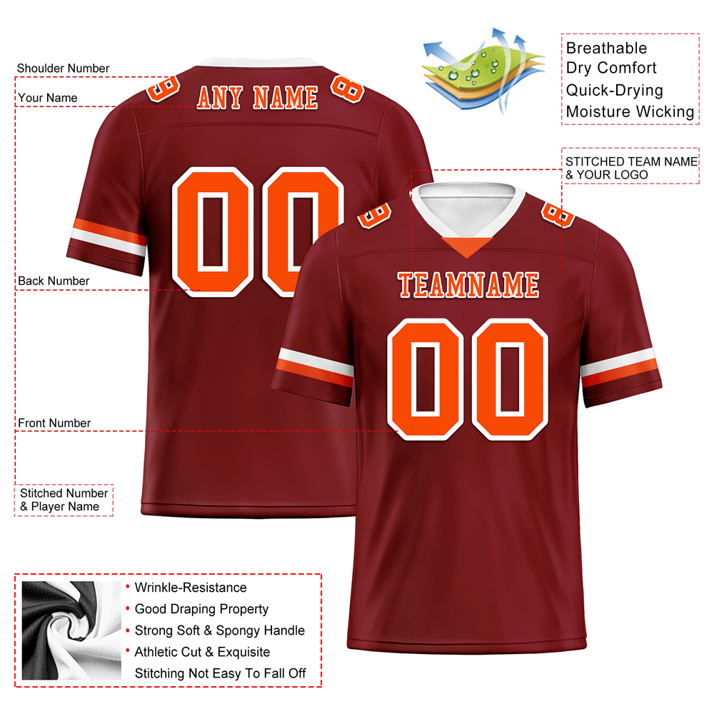 Corporate Gifts,Custom Brown Classic Style Orange Personalized Authentic Football Jersey FBJ02-bc0f00d