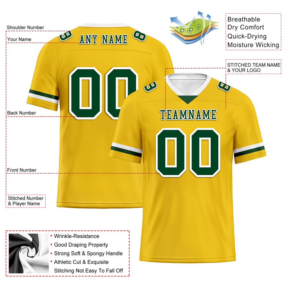 Corporate Gifts,Custom Yellow Classic Style Green Personalized Authentic Football Jersey FBJ02-bc0f007