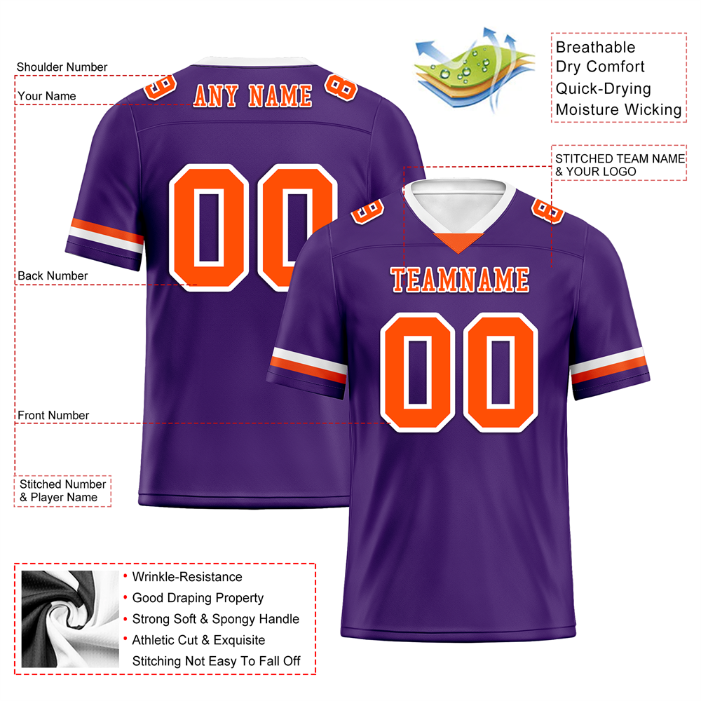 Corporate Gifts,Custom Purple Classic Style Orange Personalized Authentic Football Jersey FBJ02-bc0f008