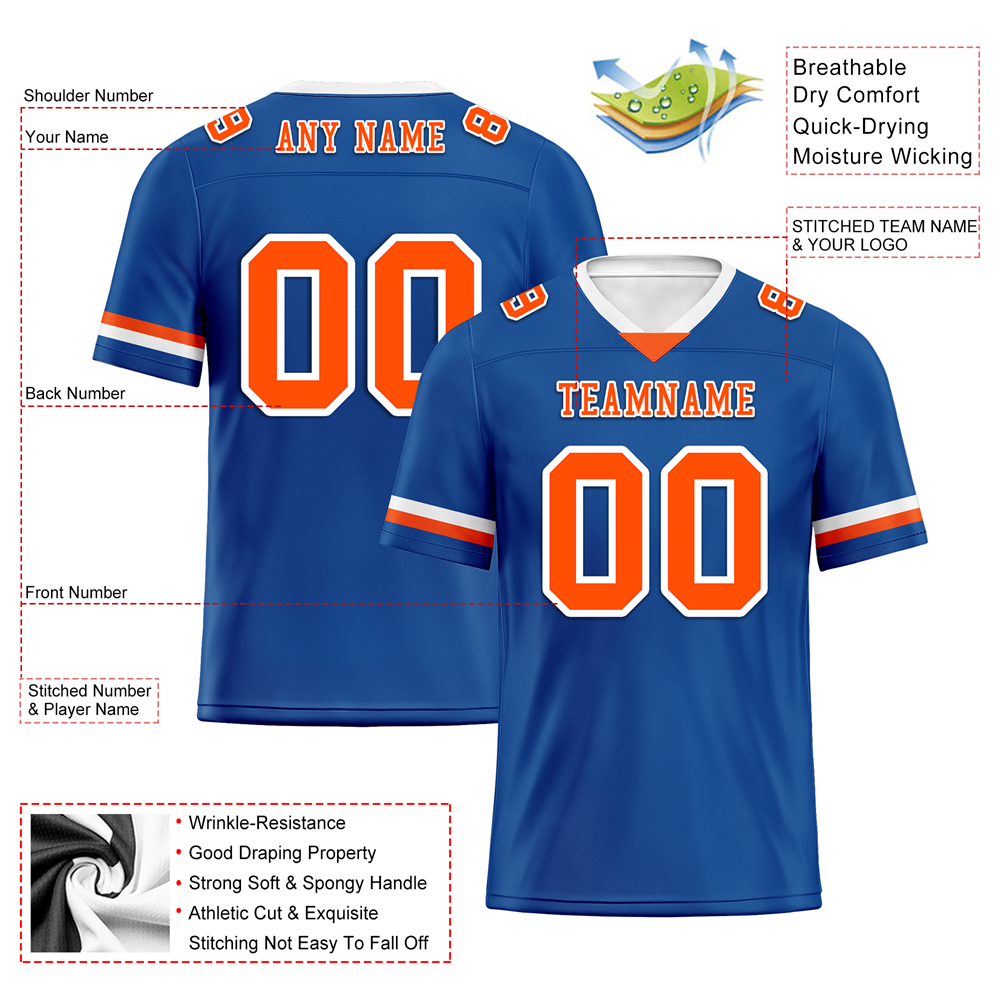 Corporate Gifts,Custom Blue Classic Style Orange Personalized Authentic Football Jersey FBJ02-bc0f009