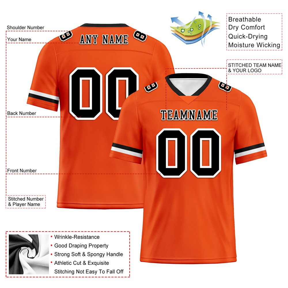 Corporate Gifts,Custom Orange Classic Style Black Personalized Authentic Football Jersey FBJ02-bc0f0a0