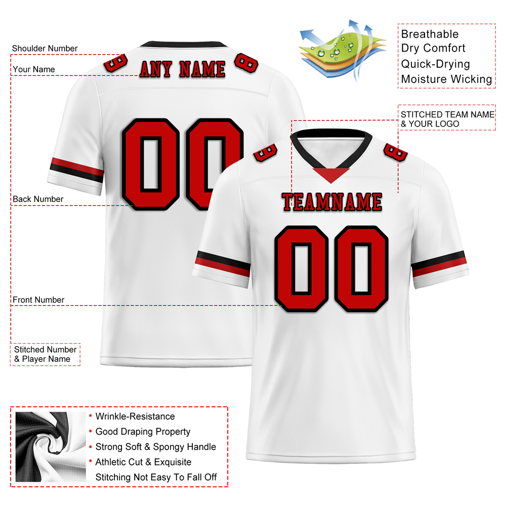 Corporate Gifts,Custom White Classic Style Red Personalized Authentic Football Jersey FBJ02-bc0f0ab