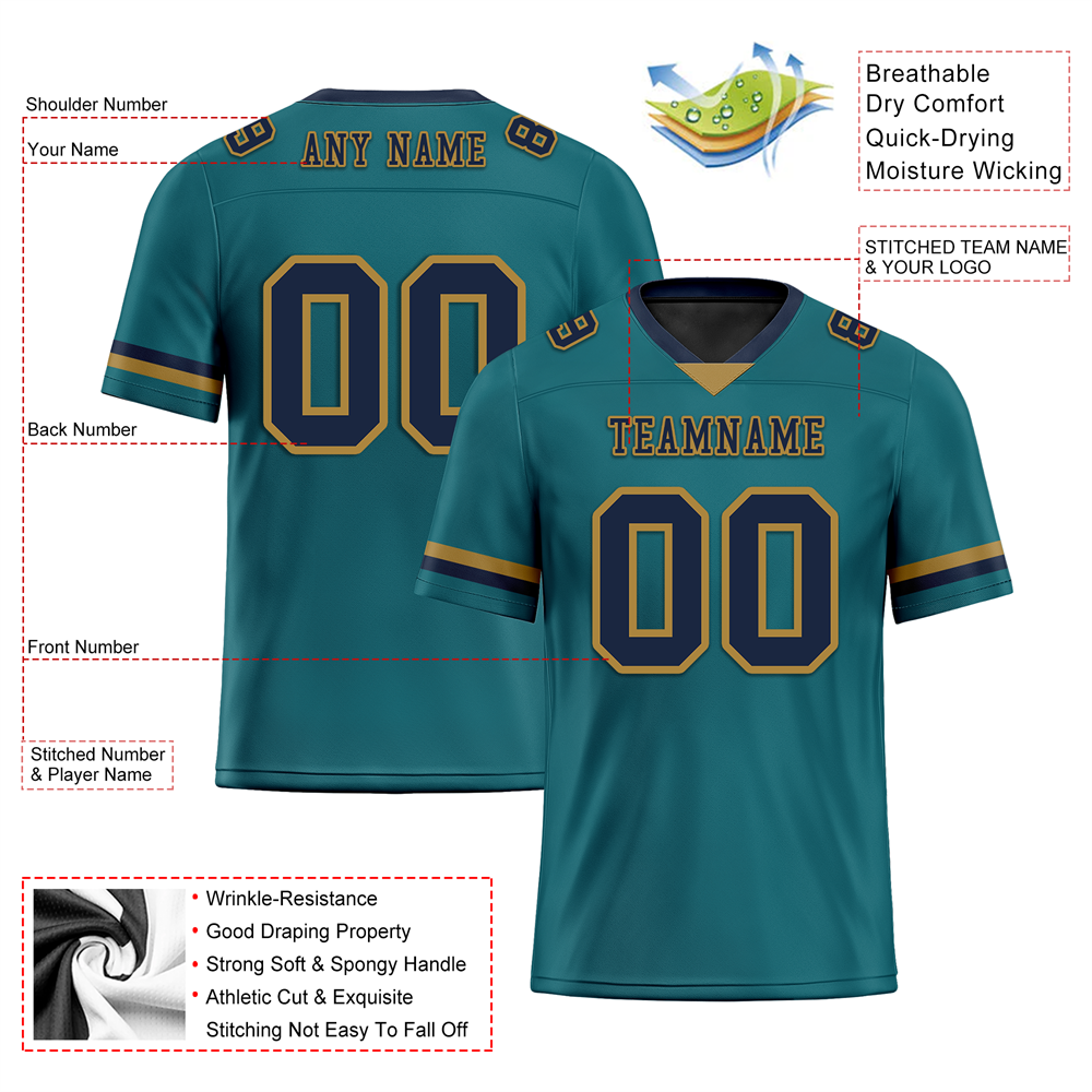 Corporate Gifts,Custom Aqua Classic Style Black Personalized Authentic Football Jersey FBJ02-bc0f0ae