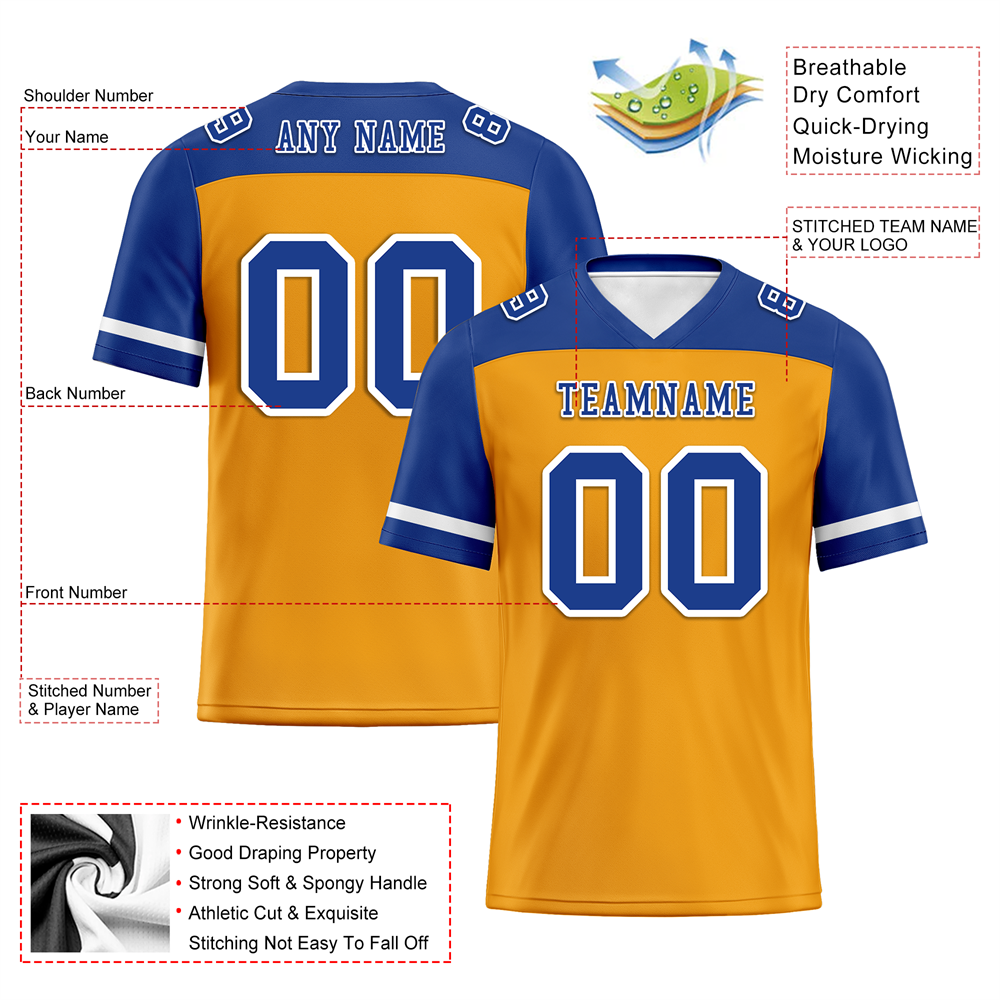 Corporate Gifts,Custom Yellow Blue Raglan Sleeves Blue Personalized Authentic Football Jersey FBJ02-bc0f0be