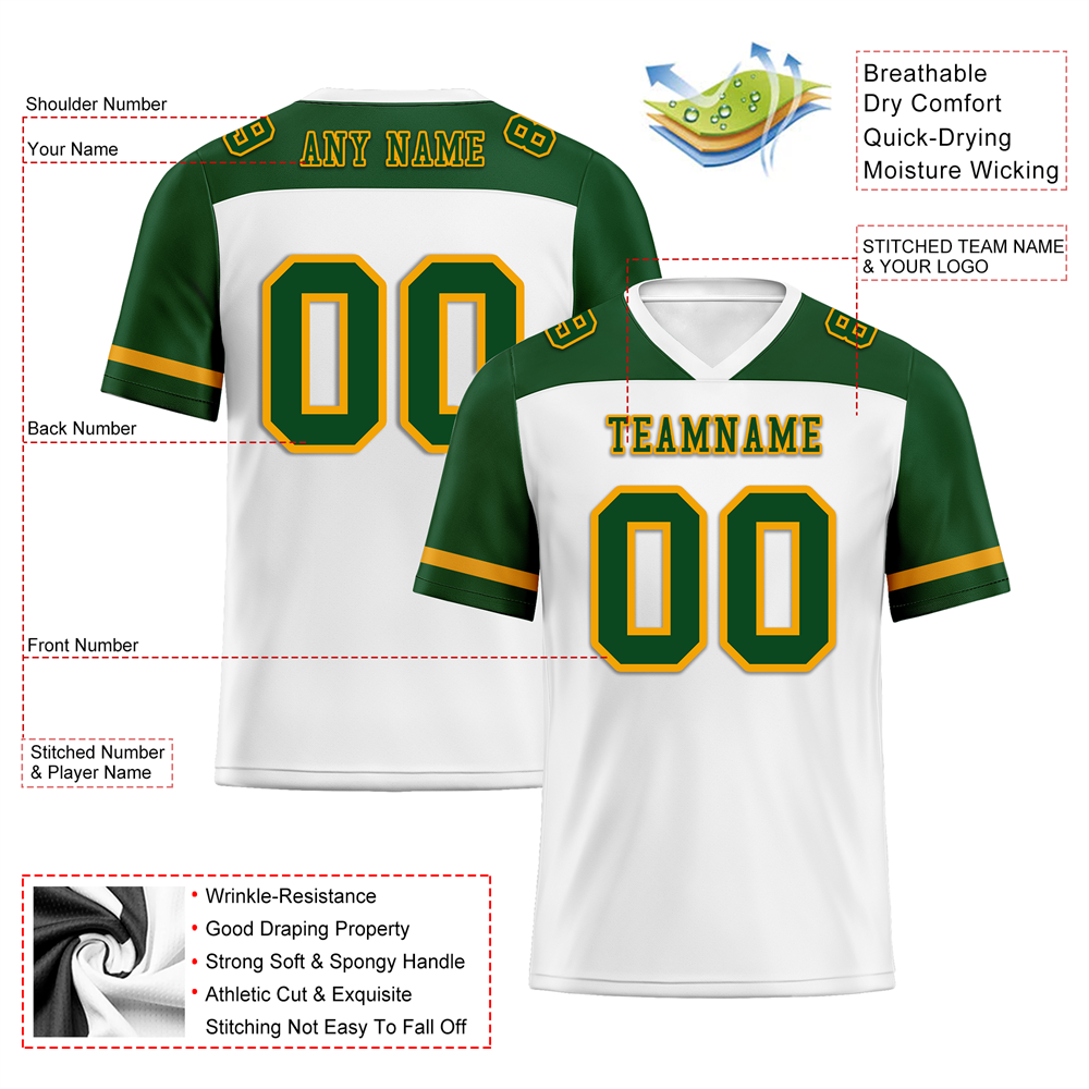 Corporate Gifts,Custom White Green Raglan Sleeves Green Personalized Authentic Football Jersey FBJ02-bc0f0b7