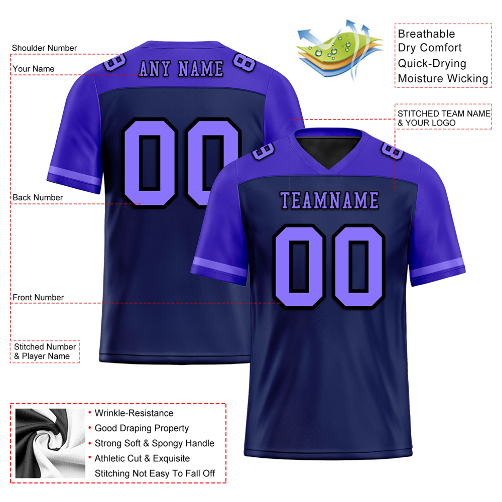 Corporate Gifts,Custom Black Purple Raglan Sleeves Purple Personalized Authentic Football Jersey FBJ02-bc0f0c0