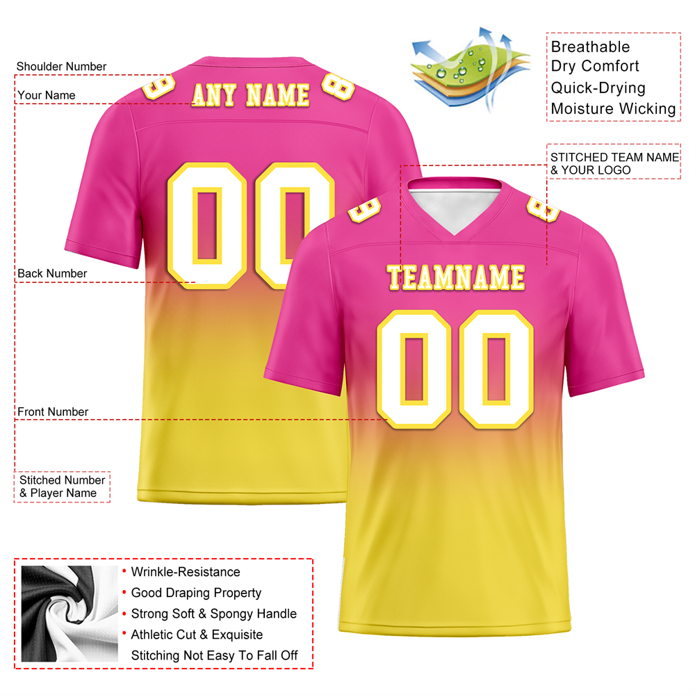 Corporate Gifts,Custom Pink Yellow Fade Fashion White Personalized Authentic Football Jersey FBJ02-bc0f0cb