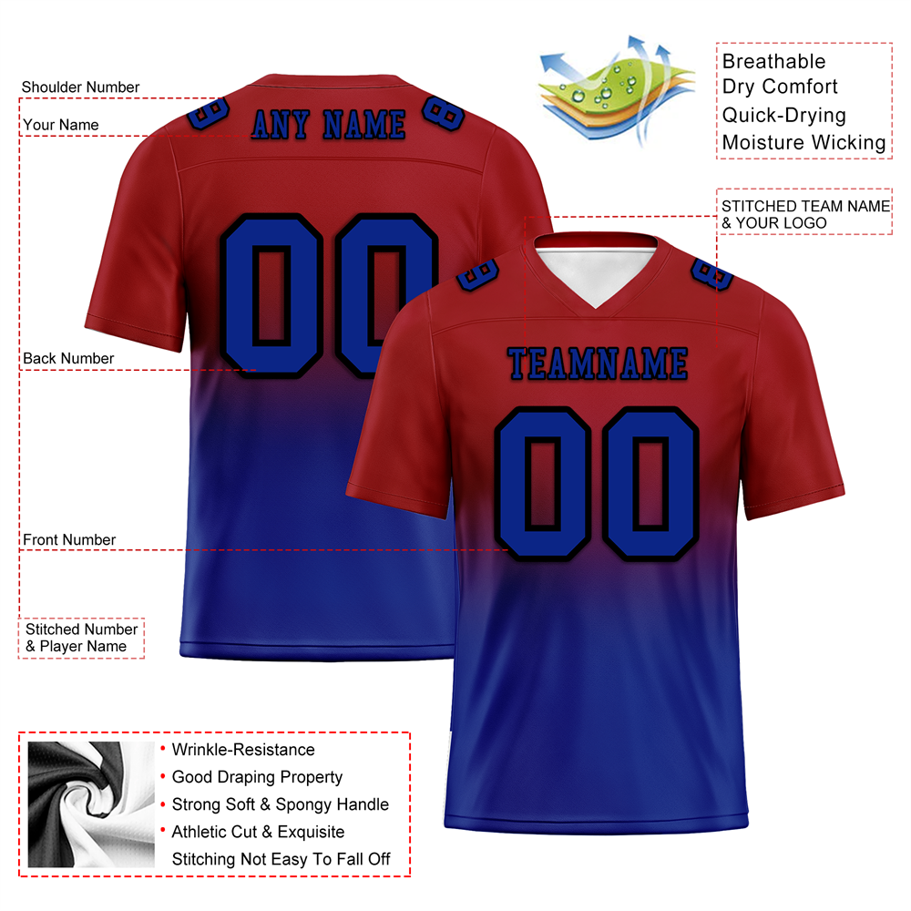 Corporate Gifts,Custom Brown Blue Fade Fashion Blue Personalized Authentic Football Jersey FBJ02-bc0f0cf