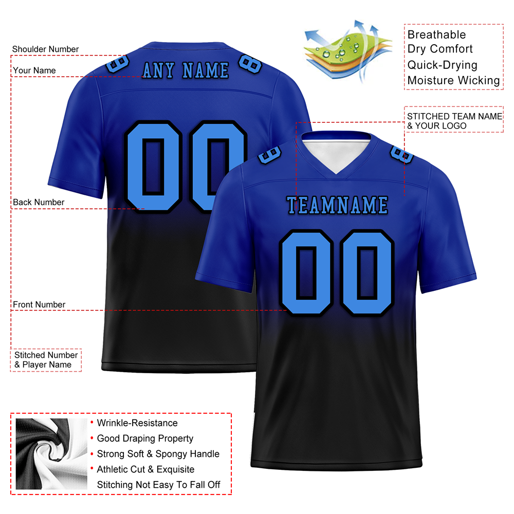 Corporate Gifts,Custom Blue Black Fade Fashion Blue Personalized Authentic Football Jersey FBJ02-bc0f0c7