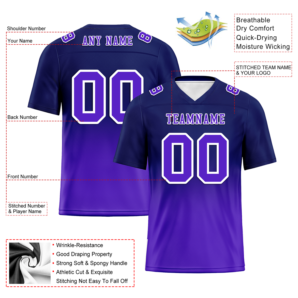Corporate Gifts,Custom Black Purple Fade Fashion Purple Personalized Authentic Football Jersey FBJ02-bc0f0d0