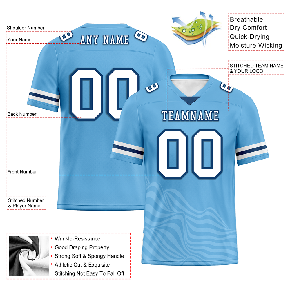 Corporate Gifts,Custom Blue Sleeve Stripes White Personalized Authentic Football Jersey FBJ02-bc0f0db