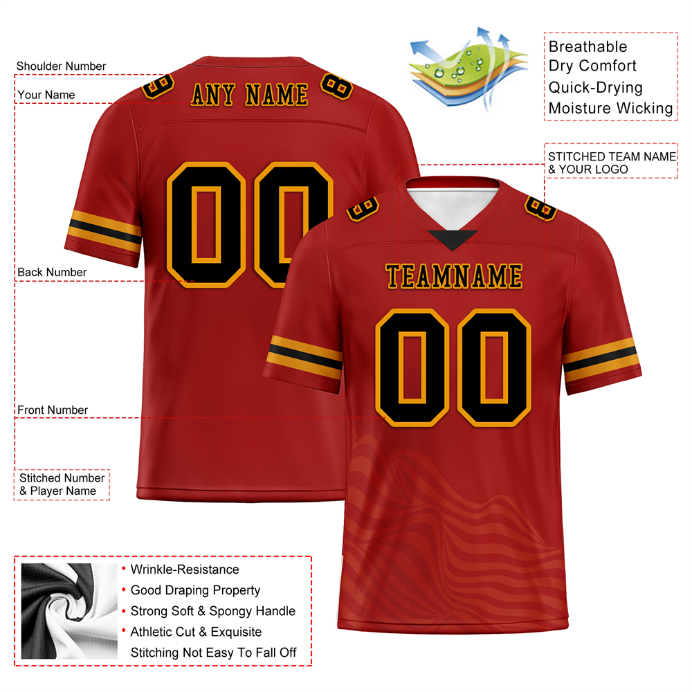 Corporate Gifts,Custom Red Sleeve Stripes Black Personalized Authentic Football Jersey FBJ02-bc0f0dd