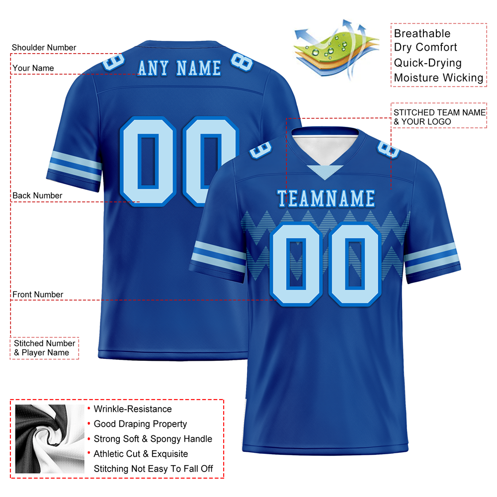 Corporate Gifts,Custom Blue Sleeve Stripes Aqua Personalized Authentic Football Jersey FBJ02-bc0f0df