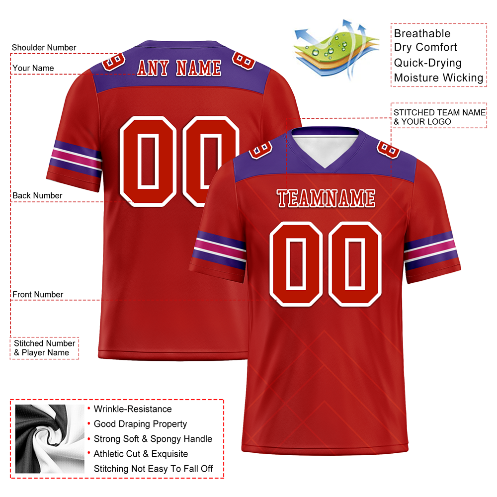 Corporate Gifts,Custom Red Sleeve Stripes Red Personalized Authentic Football Jersey FBJ02-bc0f0e9