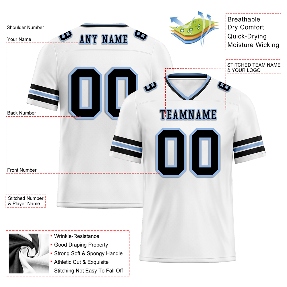 Custom White Sleeve Stripes Black Personalized Authentic Football Jersey FBJ02-bc0f0ff