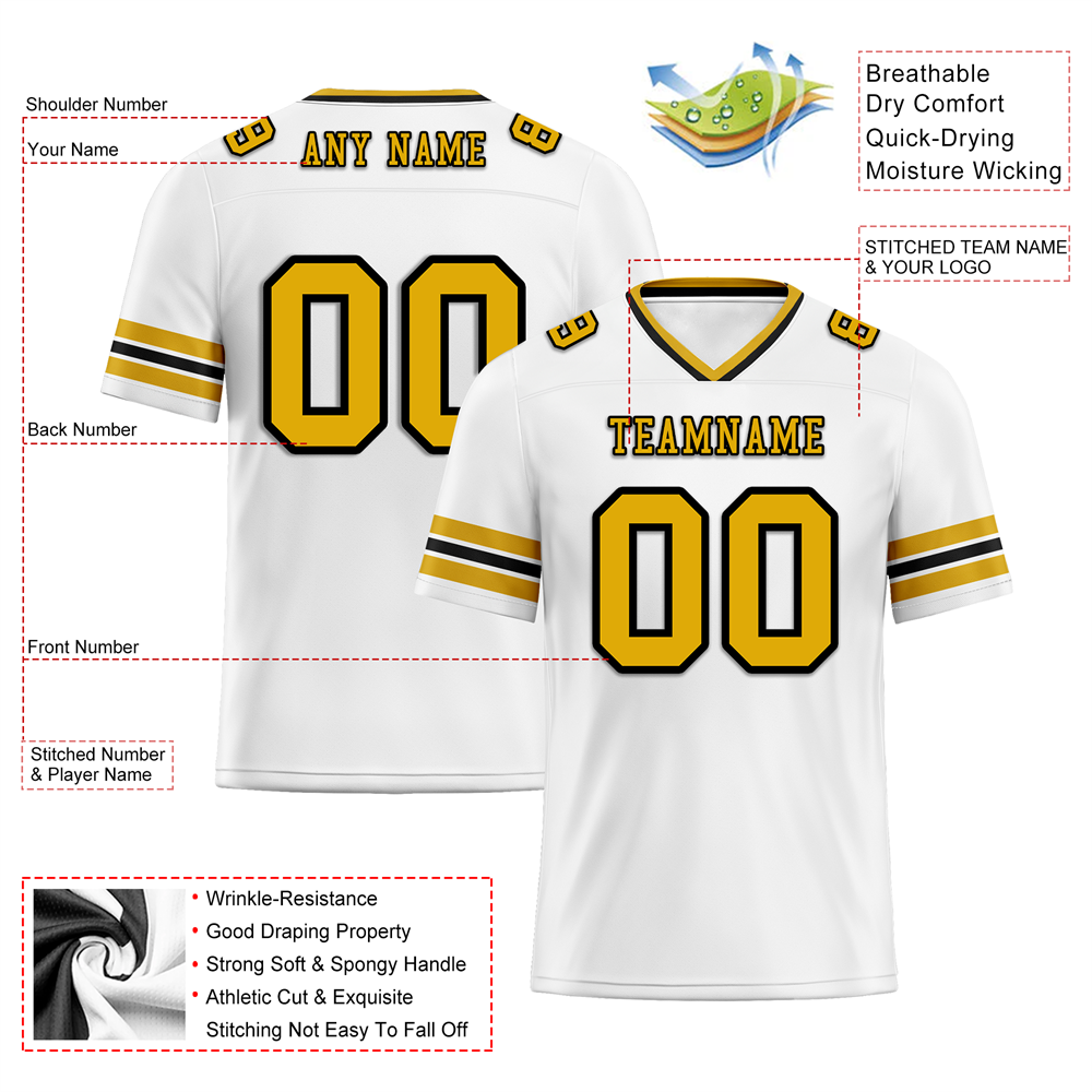 Corporate Gifts,Custom White Sleeve Stripes Yellow Personalized Authentic Football Jersey FBJ02-bc0f0f7