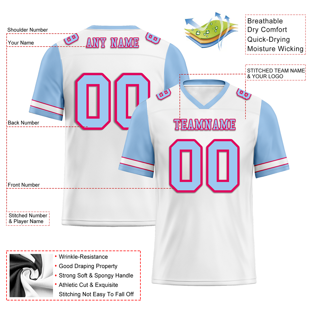 Corporate Gifts,Custom White Aqua Two Tone Aqua Personalized Authentic Football Jersey FBJ02-bc0f09b