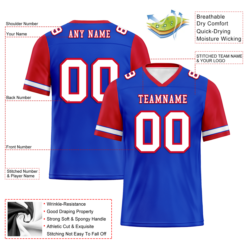 Corporate Gifts,Custom Blue Red Two Tone White Personalized Authentic Football Jersey FBJ02-bc0f09d