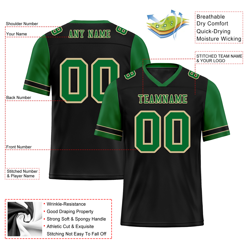 Corporate Gifts,Custom Black Green Two Tone Green Personalized Authentic Football Jersey FBJ02-bc0f097