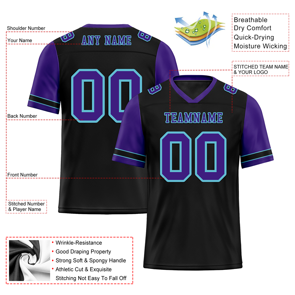 Corporate Gifts,Custom Black Purple Two Tone Purple Personalized Authentic Football Jersey FBJ02-bc0f099