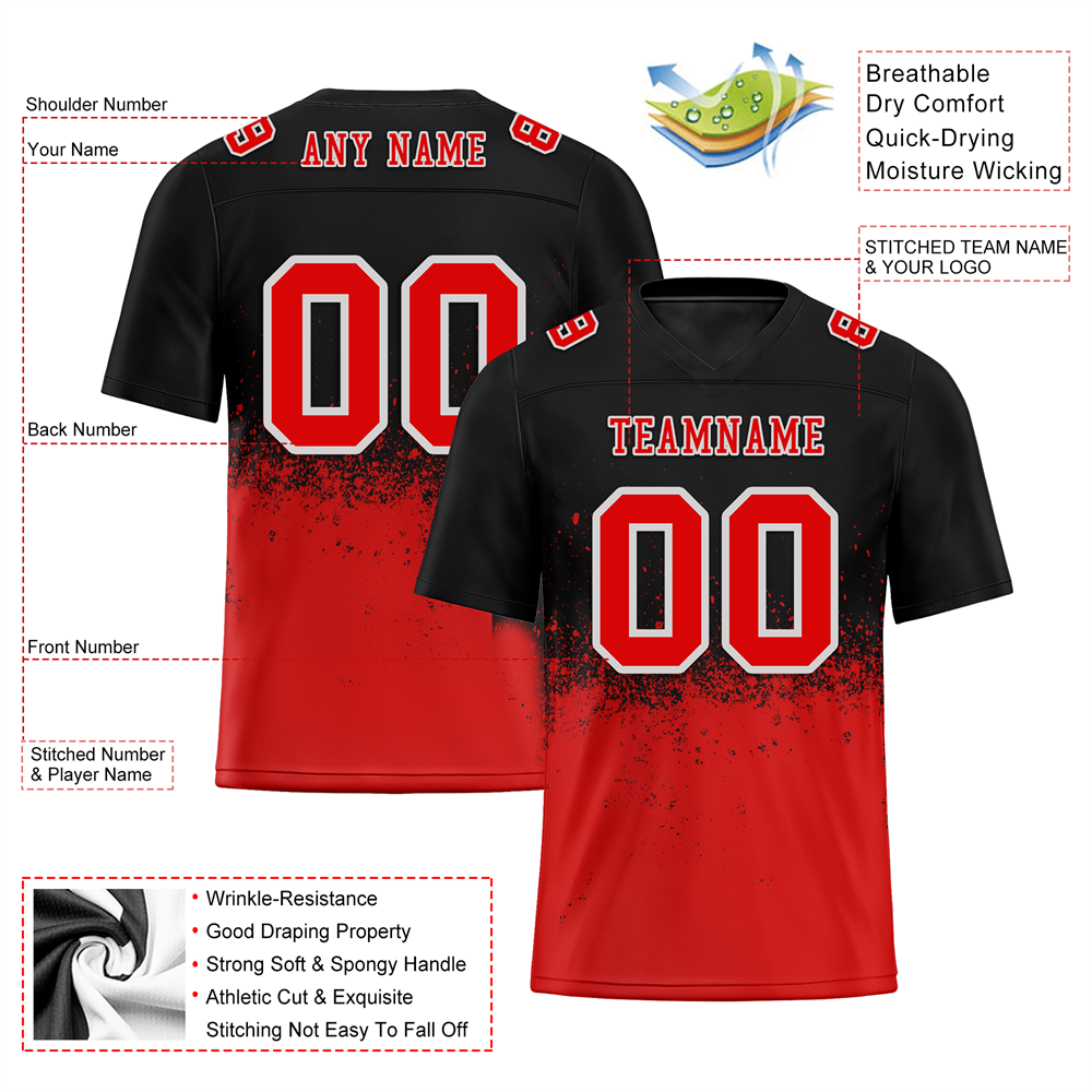 Corporate Gifts,Custom Black Red Graffiti Pattern Red Personalized Authentic Football Jersey FBJ02-bc0fabf