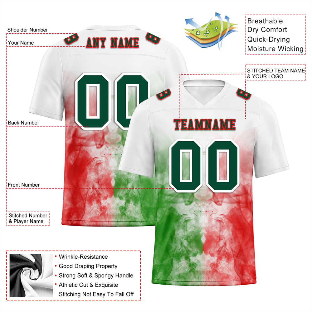 Corporate Gifts,Custom White Graffiti Pattern Green Personalized Authentic Football Jersey FBJ02-bc0facb