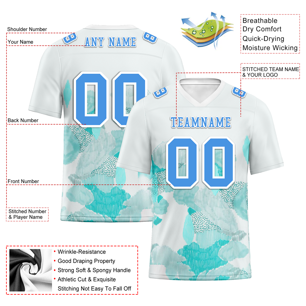 Corporate Gifts,Custom White Graffiti Pattern Blue Personalized Authentic Football Jersey FBJ02-bc0facd