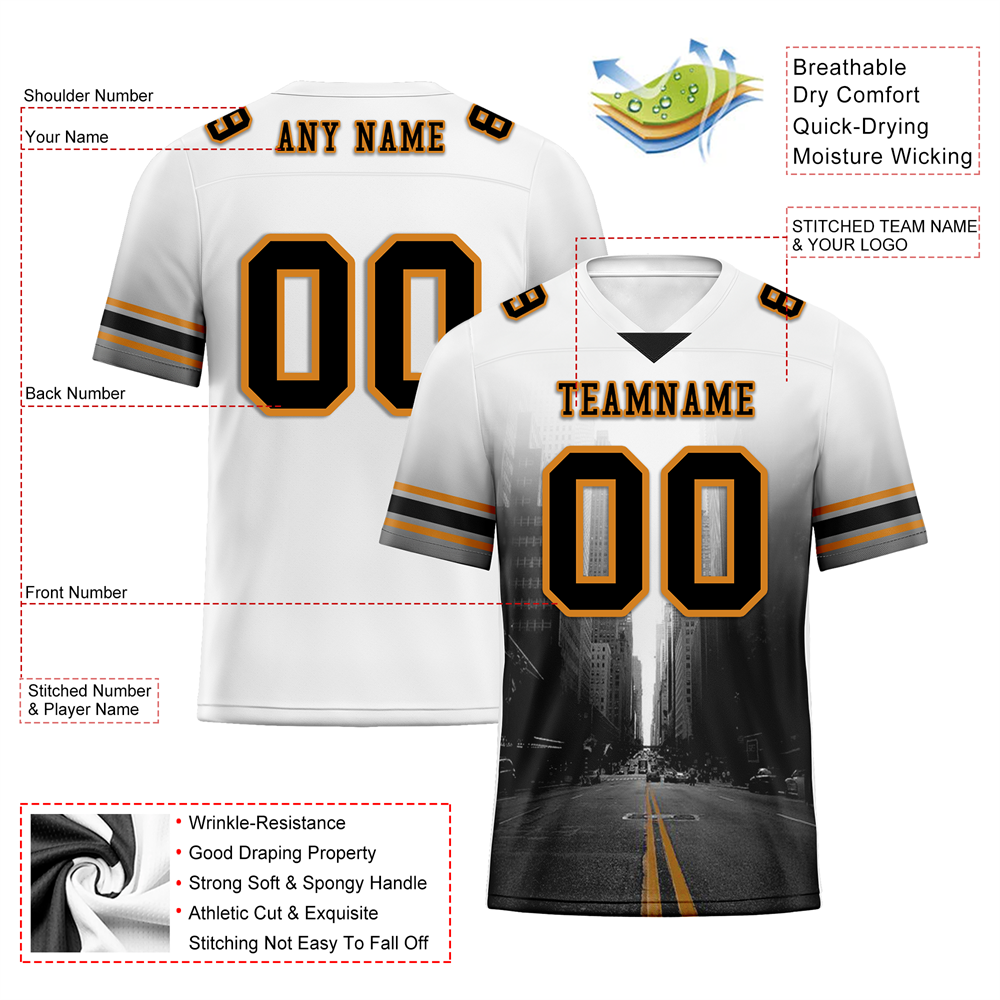 Corporate Gifts,Custom White Black Graffiti Pattern Black Personalized Authentic Football Jersey FBJ02-bc0fad9