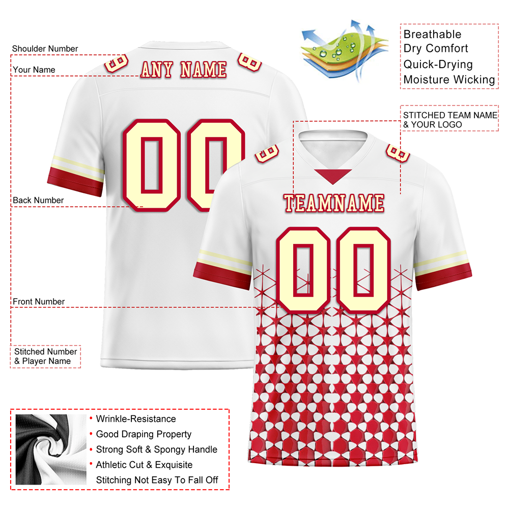 Corporate Gifts,Custom White Red 3D Pattern Yellow Personalized Authentic Football Jersey FBJ02-bc0faea