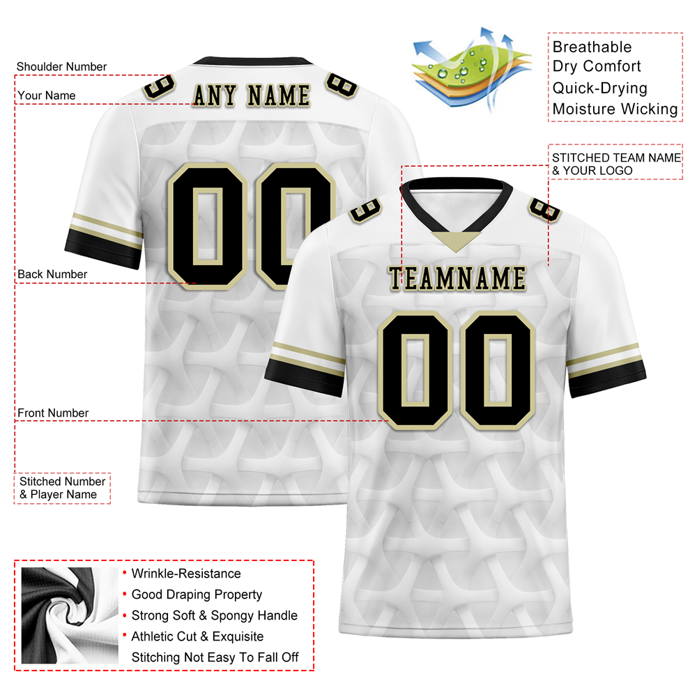 Corporate Gifts,Custom White 3D Pattern Black Personalized Authentic Football Jersey FBJ02-bc0faee