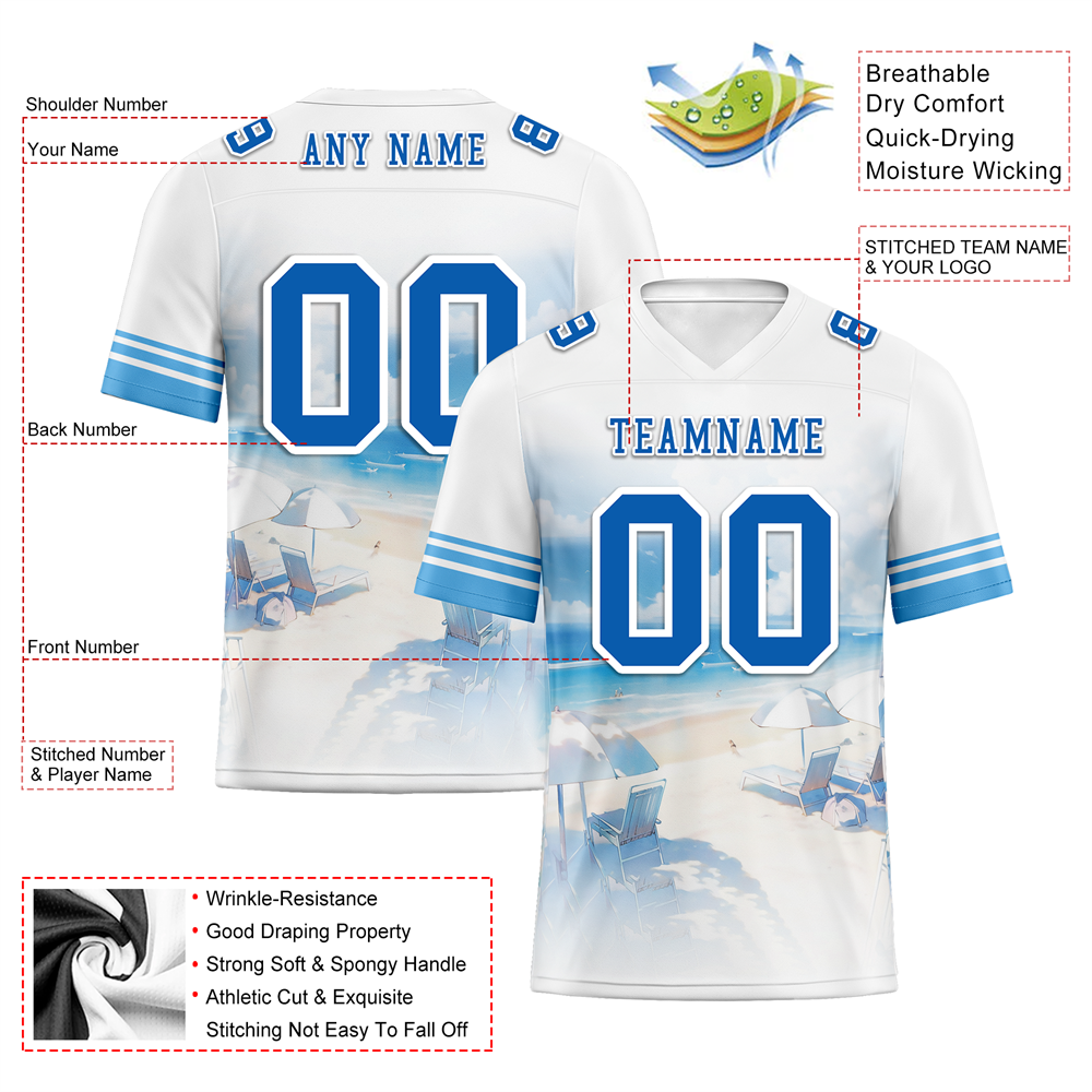 Corporate Gifts,Custom White Hawaii Blue Personalized Authentic Football Jersey FBJ02-bc0fa98