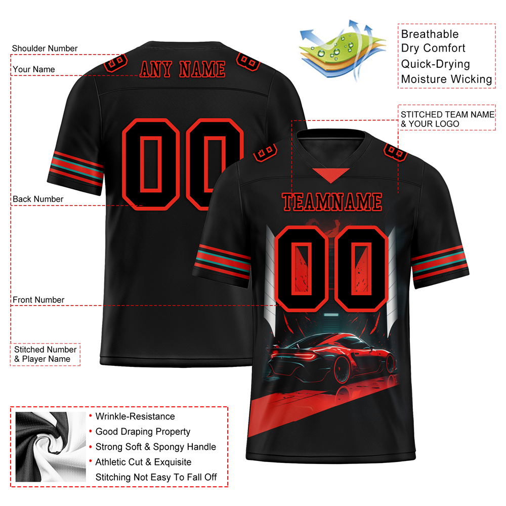 Corporate Gifts,Custom Black Red Drift Fashion Black Personalized Authentic Football Jersey FBJ02-bc0fb0d