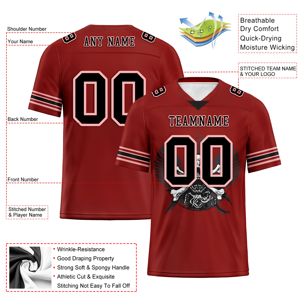 Corporate Gifts,Custom Brown Skull Fashion Black Personalized Authentic Football Jersey FBJ02-bc0fbae