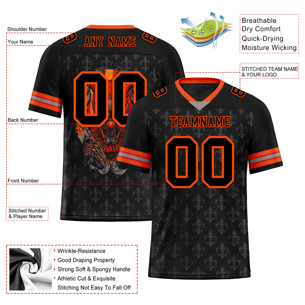 Corporate Gifts,Custom Black Grey Skull Fashion Black Personalized Authentic Football Jersey FBJ02-bc0fbbd