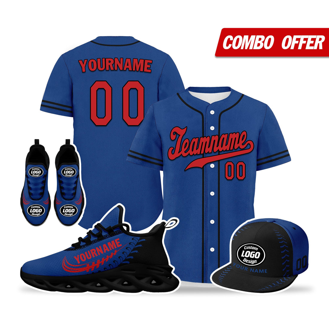 Unique Gift,Custom Blue Jersey MaxSoul Shoes and Hat Combo Offer Personalized ZH-bd0b00e0-a0