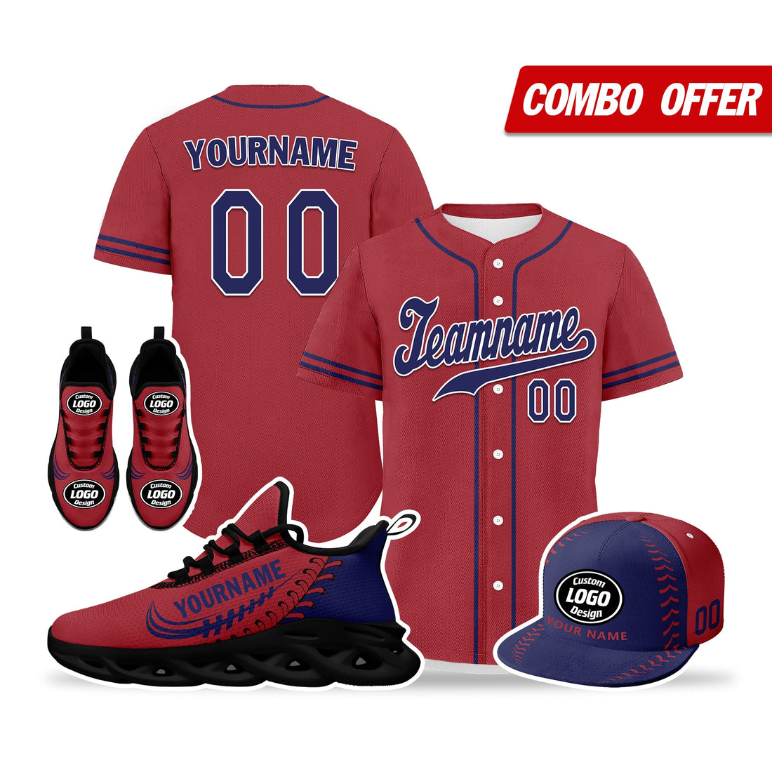 Custom Red Jersey MaxSoul Shoes and Hat Combo Offer Personalized ZH-bd0b00e0-ba