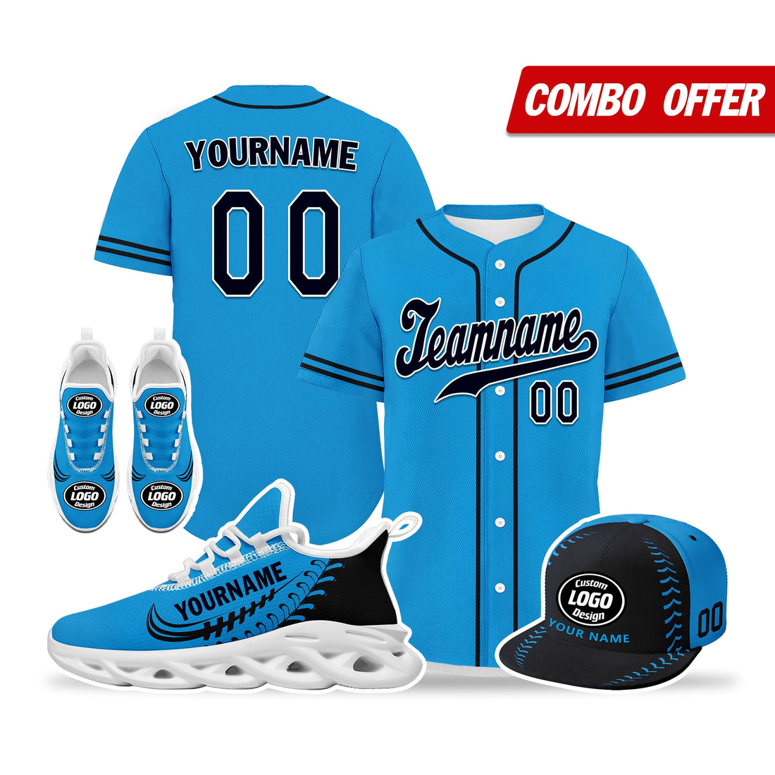 Unique Gift,Custom Blue Jersey MaxSoul Shoes and Hat Combo Offer Personalized ZH-bd0b00e0-bc
